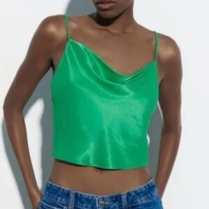 NWT Zara Green Satin Camisole